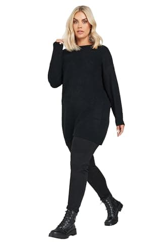 Image of Yours Curve Essential Knitted Jumper - Women's - Plus Size Curve Black
