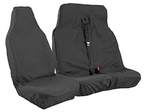 Image of Carseatcover-UK® Xtra Heavy Duty Rugged Waterproof Van Seat Covers Set - Universal Fit Single + Double Bench, Van Accessories, Hardwearing Seat Protector, Black