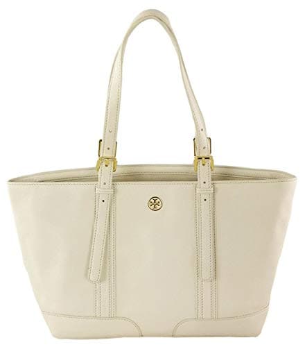 Image of Tory Burch Landon Shopper Tote Bag Ivory Medium Pebbled Leather Handbag