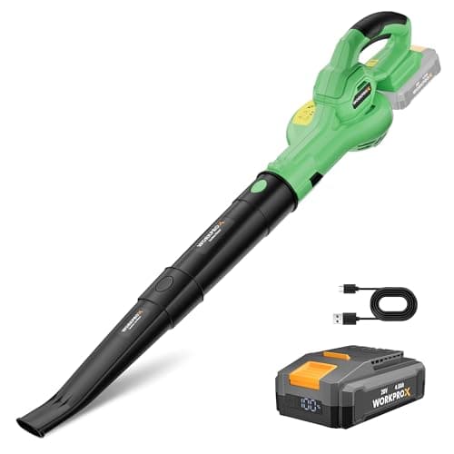 Image of WORKPROX Leaf Blower, 20V Cordless Garden Blower with 4000mAh Battery, Electric Powerful Vortex Leaf Blower with High Airflow Speed for Garden, Yard and Patio Cleaning