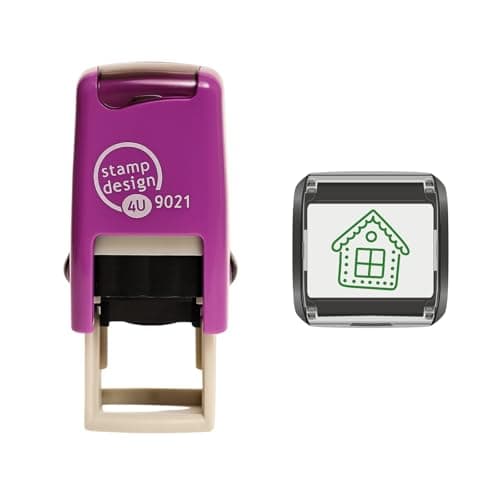 Image of Christmas 14mm Loyalty Stamps – Gingerbread House in Green Ink