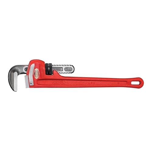 Image of RIDGID 31025 Heavy-Duty Straight Pipe Wrench Plumbing Wrench,Red, 18-inch