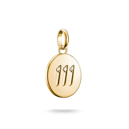 Image of Thomas Sabo Charm pendant angel number 111 with stones Connect gold-plated 18-carat Gold-plating, Recycled 925 Silver