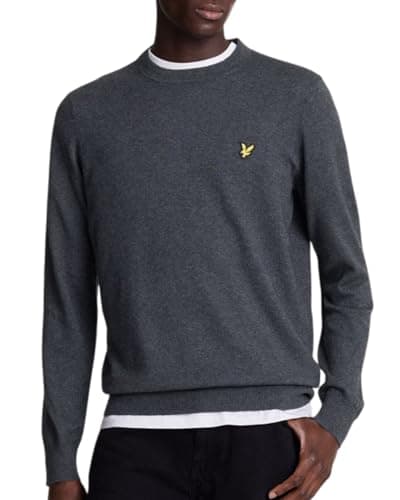 Image of Lyle & Scott Mid Knits Cotton Merino Crew Neck Jumper 398 Charcoal Marl, XXL
