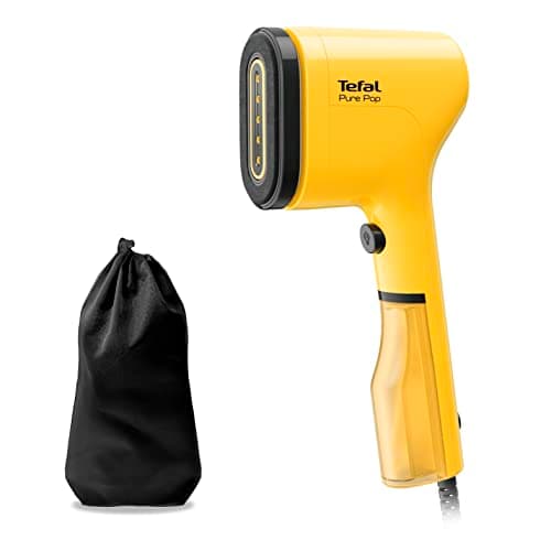 Image of Tefal Pure Pop Slim Handheld Clothes Steamer, No Ironing Board Needed, Ready to Use in 15 Seconds, 70ml Detachable Water Tank, Travel Iron, Garment Steamer, Yellow, DT2026