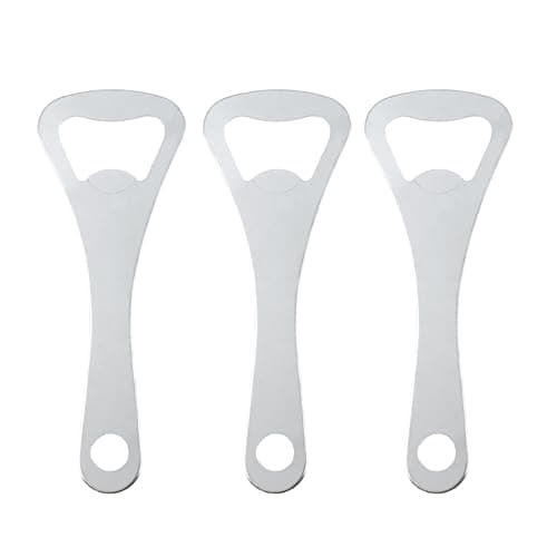 Image of Ainkou 3 PCS Flat Bottle Openers Flat-Mouth Opener Portable Handheld Beer Opener for Home Kitchen, Bar, Restaurant, Bartender Gift - Silver