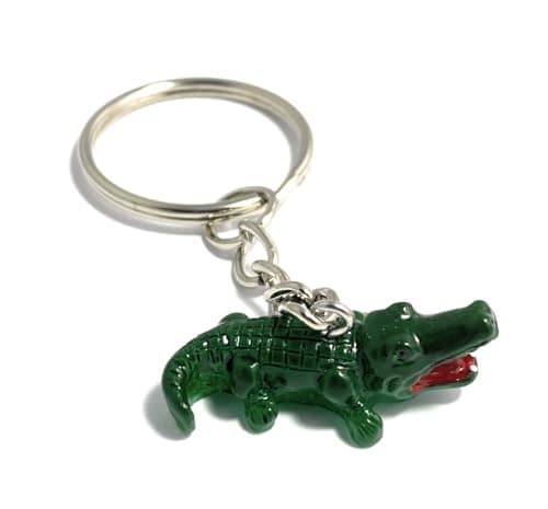 Image of FizzyButton Gifts Crocodile Alligator Resin Charm Keyring Key Ring with Silver Tone Keychain