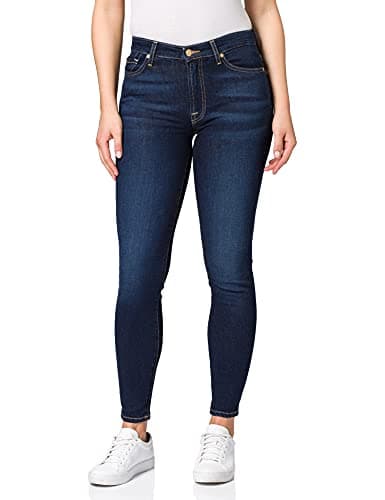 Image of 7 For All Mankind Women's Hw Skinny Crop Rinsed Blue Jeans, Dark Blue, 25W x 30L
