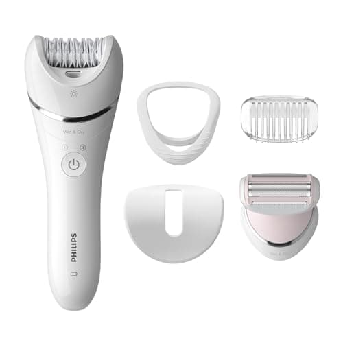 Image of Philips Series 8000 Epilator, Wet and Dry Cordless Hair Removal for Legs and Body with 5 Accessories, Including Shaver Head - BRE710/01