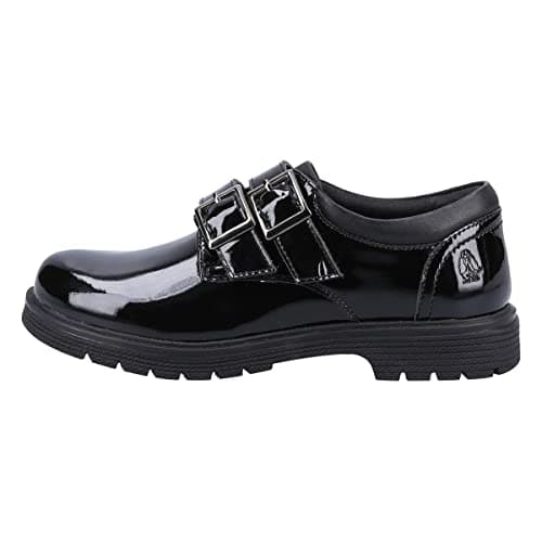 Image of Hush Puppies Girls Sunny Patent Junior School Uniform Shoe, Black, 1 UK Child