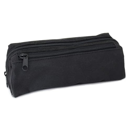 Image of Fashion Stationery Pencil Case Boy Secondary School Plain Black Pencil Cases for Teenager Boys Mens Women Girls Kids Basic Stationary Storage with Compartments