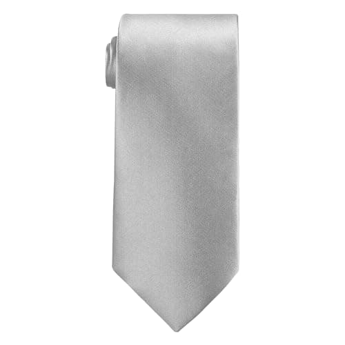 Image of Trimming Shop Skinny Neck Tie 5cm Solid Colour Slim Ties Soft Polyester for Formal Wear Skinny Tie Unisex Classic Formal Necktie for Wedding, Prom, Celebration, Party & Business Meeting - Silver