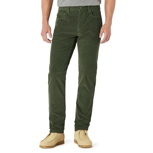 Image of Amazon Essentials Men's Slim Fit 5 Pocket Corduroy Trousers, Dark Olive, 28W / 32L