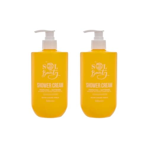 Image of Sol Beauty Shower Cream Salted Caramel Vanilla Scent with Brazil Nut Extract and Buriti Fruit Oil, Hydrating and Softening Vegan Friendly Shower Gel 2 x 500ml