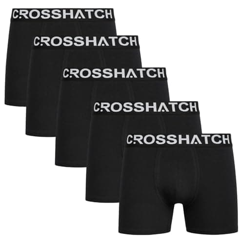 Image of Crosshatch Men’s Boxer Shorts 5 Pack – Comfortable Cotton Underwear Multipack Trunks, Sizes S–XXL Black Set S