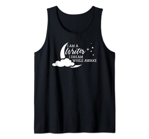 Image of I Am A Writer I Dream While Awake Crescent Moon Tank Top