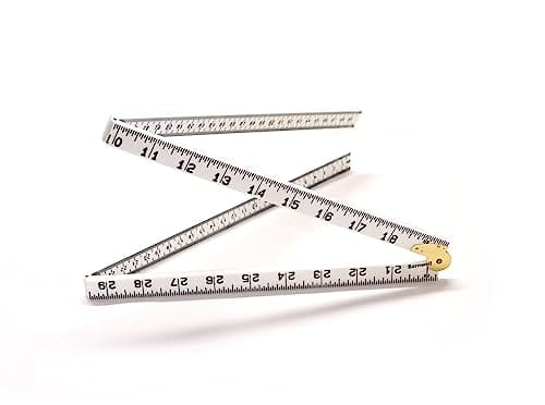 Image of Barnwell 1m 39" White Plastic Folding Rule Ruler Metric and Imperial Brass Hinge
