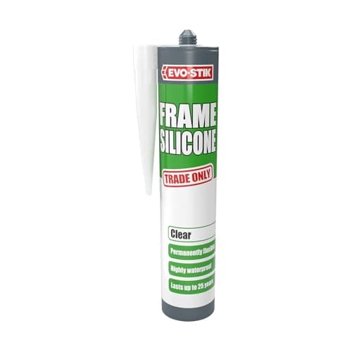 Image of EVO-STIK Frame Silicone Sealant, Ideal for Door and Window Frames, Highly Waterproof, Permanently Flexible, Lasts up to 25 Years, Colour: Clear, Size: 290ml