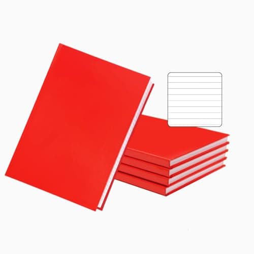 Image of Janrax Pack of 5 A5 160 Pages 8mm Ruled Red Casebound Notebooks