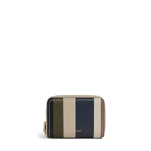 Image of RADLEY London Stripe Lane Women's Leather Small Zip Around Purse, Porcini
