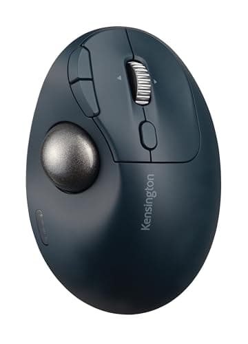 Image of Kensington Pro Fit Ergo TB550 Rechargeable Bluetooth 2.4GHz Ergonomic 34mm Thumb Operated Trackball Mouse with Multi Directional 4D Scroll wheel, Made from 51% Recycled plastic (K72196WW)