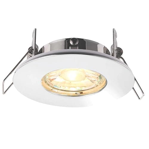 Image of National Lighting SPECULO Ultra Slim Compact Chrome Fire Rated Downlight Recessed LED GU10 Round Spotlight Ceiling Light for Bathroom, Shower, Kitchen IP65 Rated