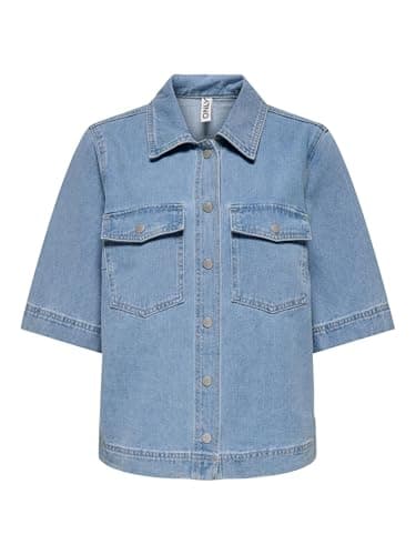 Image of ONLY ONLBELLE Female Denim Shirt, Light Blue (Light Blue Denim), M
