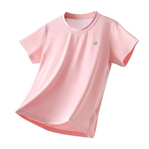 Image of InfiniZer Kids Rash Vest Boys Girls Swim Top UPF 50+ UV Sun Protection Short Sleeve Quick Dry Breathable Rash Guard Shirt for 8-12 Years (UK, Age, 12 Years, 13 Years, Regular, Pink)