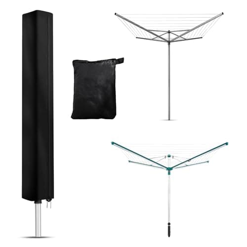 Image of Newbob Rotary Washing Line Cover for Brabantia 4 Arms, Extra Large Rotary Airer Cover for Rotary Dryer, 420D Oxford Weatherproof Rotary Clothes Line Cover with Zip for Airer 40m 60m