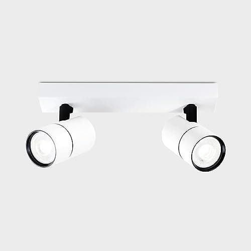 Image of HARPER LIVING 2 Way Ceiling Spotlights, White Spot Lights Easily Adjustable, LED Ceiling Light Rotatable GU10 Ceiling Spotlights Fitting for Bedroom, Living Room, Hallway, Lounge, Bulb not Included