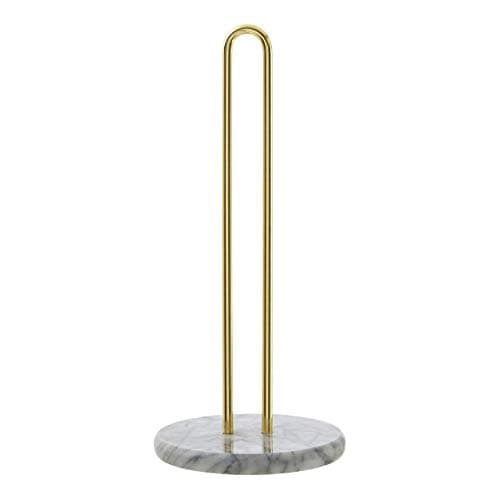 Image of Premier Kitchen Roll Holder, White Marble, Brass Finish, 1001216