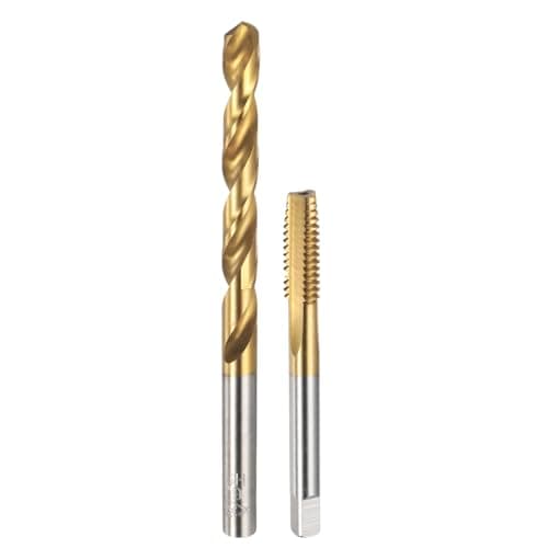 Image of sourcing map Tap and Drill Bit Set, 1pcs 5/16-18 UNC Straight Flute Thread Screw Tap & 1pcs 6.5mm Twist Drill Bit, Titanium Coated HSS-6542 Tapping Threading Tool Kit