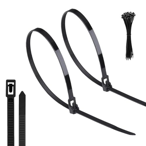 Image of Yatrosynth 50 Pack Reusable Cable Ties 200mm×4.8mm, Heavy Duty Strong Nylon Premium Self Locking, for Home, Garden, Cable, Pipe, Office and Workshop - Black