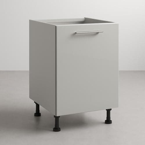 Image of Top Living MCR Kitchen Base Unit, Light Grey with Gloss Door, 300mm Wide