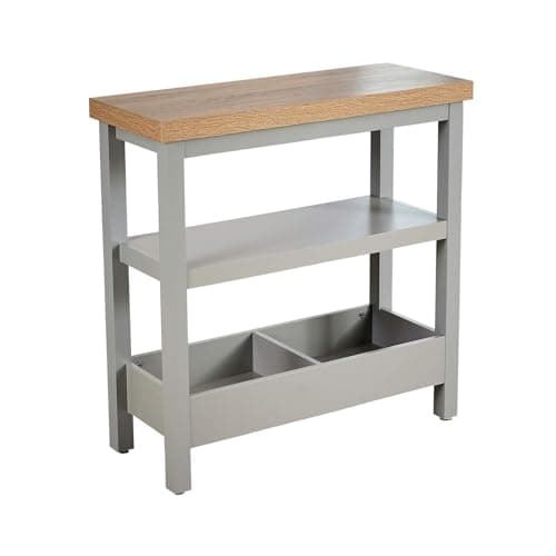 Image of Home Source Slim Sideboard End Table, Oak Effect, Grey