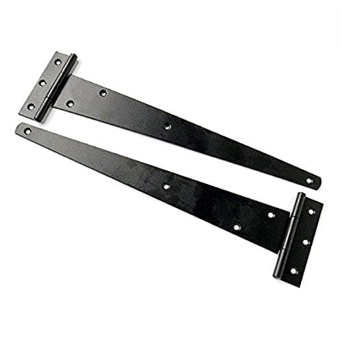 Image of Merriway BH01989 (2 Pcs) Light Duty Strap Tee Hinge, Black Japanned 300mm (12 inch) - Pack of 2 Pieces