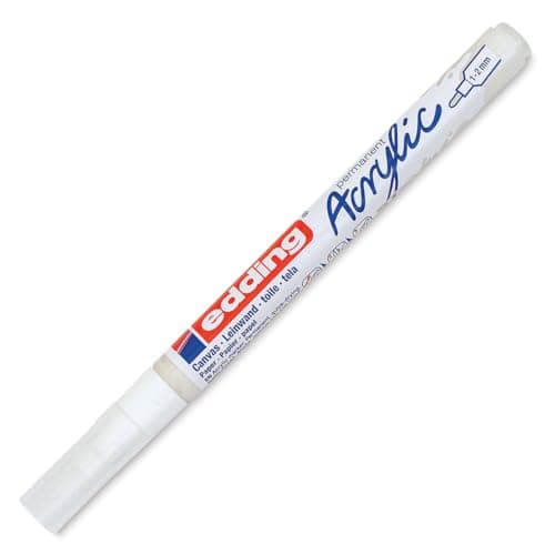 Image of edding 5300 white - 1 paint marker pen - fine round nib 1-2mm - for drawing on canvas, art paper and wood - acrylic markers for pebbles, waterproof