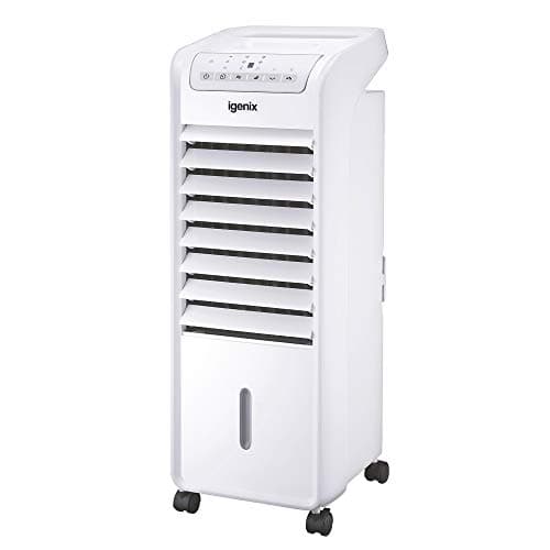 Image of Igenix IG9703 Portable Air Cooler with Remote Control and LED Display, 3 Fan Speeds with Oscillation Function, 7 Hour Timer and 6 Litre Water Tank for Home or Office Use, White