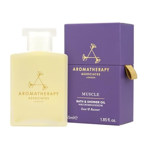 Image of Aromatherapy Associates Bath and Shower Oil, Luxury Spa, Natural Bath, Bath Oil, Vegan, Cruelty Free, Environment Friendly (De-Stress Muscle Bath and Shower Oil 55ml)