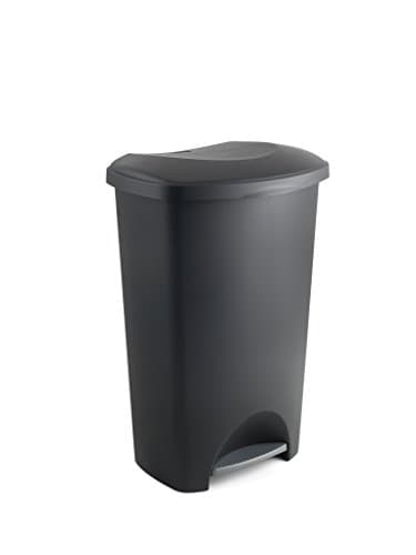 Image of Addis Eco Made from 100% Plastic Family Kitchen Pedal Bin, 50 Litre, All Black Recycled