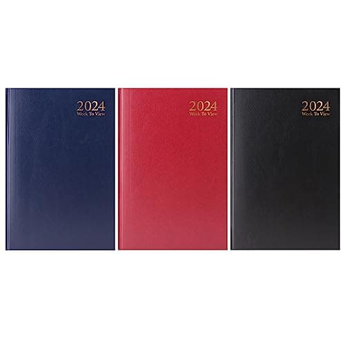 Image of MantraRaj 2024 Diary A4 A5 A6 Week to View And Day A Page Diary With Half Saturday And Sunday Page Diaries Organiser For Student Teacher Home Office Business (A5 Week To View, Red)