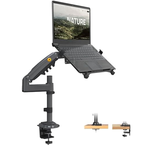 Image of NB North Bayou Laptop Mount with Adjustable Tray for 13-17 Inch Notebook, Monitor Arm Desk Mount for 17 to 32 Inch Computer Screen, Laptop Arm VESA 75 & 100 mm H100-FP
