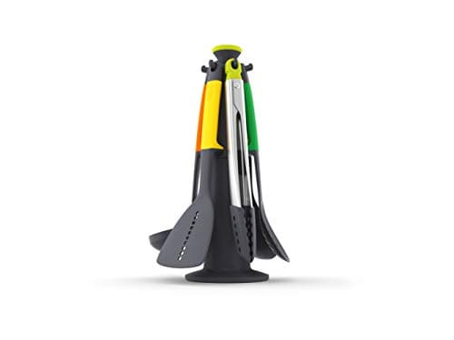 Image of Joseph Joseph Elevate - Kitchen tools & gadgets Carousel 6-Piece Utensil & Tongs Set with rotating stand, Ergonomic silicone handles, Multicolour