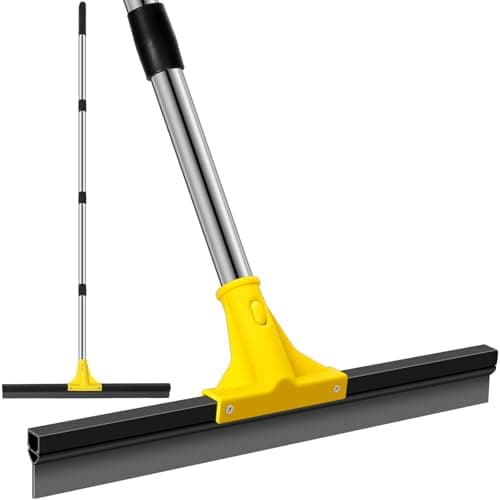 Image of Floor Squeegee for Concrete and Tile Cleaning, 30'' Heavy Duty Rubber Wiper with 60'' Long Adjustable Handle Water Scraper for Bathroom Shower Glass Garage Glass Window