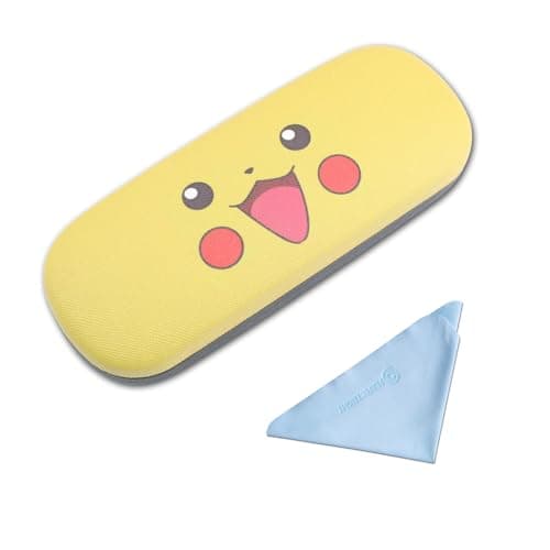 Image of PERFECTSIGHT Hard Shell Eyeglasses Case, Kawaii Protective Glasses Case with Cleaning Cloth, Cute Eyeglass Case for Women Girls,Yellow
