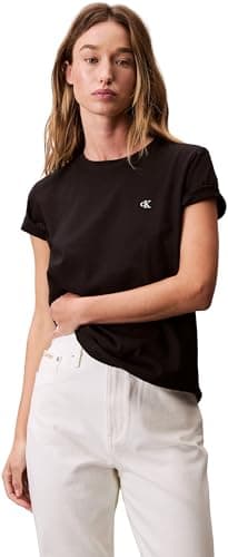Image of Calvin Klein Women’s Short Sleeve Round Neck Archive Jersey T-Shirt, Black (Black), S