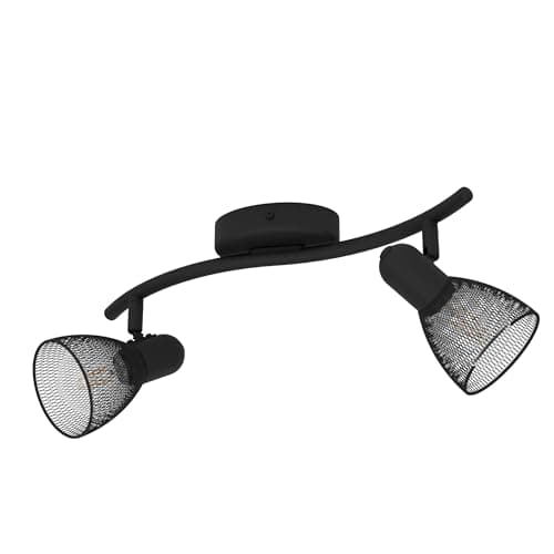 Image of Eglo Ceiling Light Carovigno, 2-Light Ceiling Lamp, Classic, Minimalist, Steel Ceiling Spotlight, Black Living Room Light, Kitchen Lamp, Spots with E14 Socket