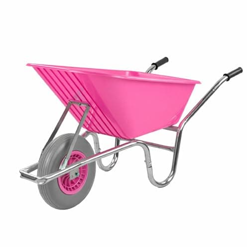 Image of KCT 110L Pink Garden Builders Heavy Duty Wheelbarrow with Puncture Proof Solid Tyre Wheel