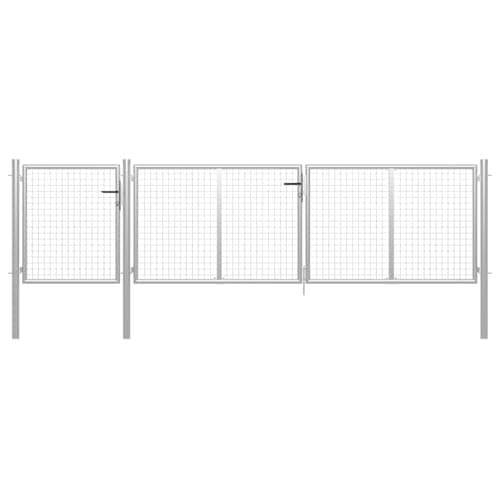Image of vidaXL Steel Garden Gate - Heavy-Duty, Rust-Resistant, Includes Lock and 3 Keys - Silver, 400x75 cm
