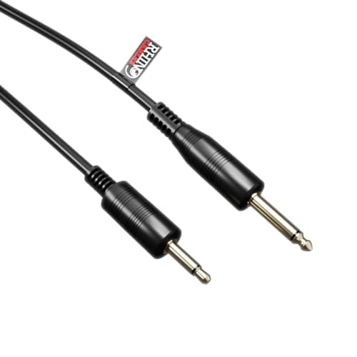 Image of rhinocables Mono Jack 3.5mm to 6.35mm Cable – TS Lead with Gold-Plated Plugs for Guitar, Amps, Mixers, Keyboards, Recorders & Headphones | Clear Noise-Resistant Signal for Studio, Stage & Home (1m)
